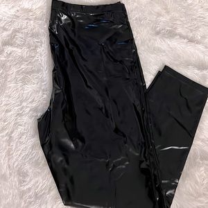 Black faux leather leggings